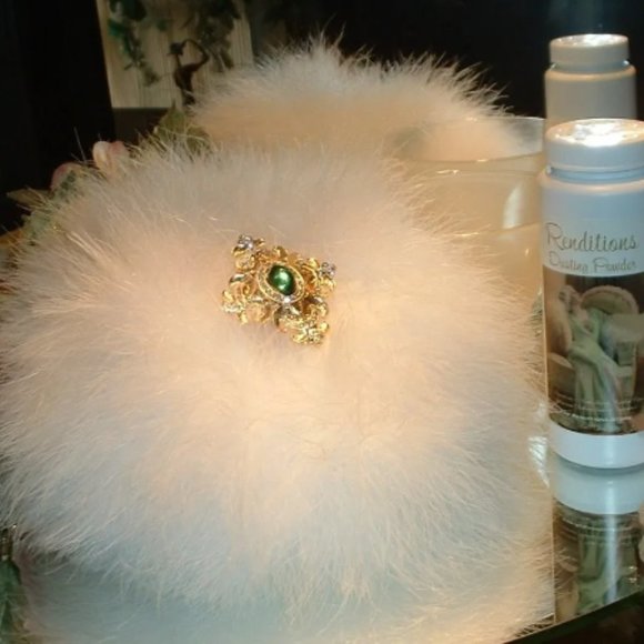 Jade Garden ~ 6 oz Scented Dusting Powder with Puff and Glass Stand by Rendition - Picture 1 of 5
